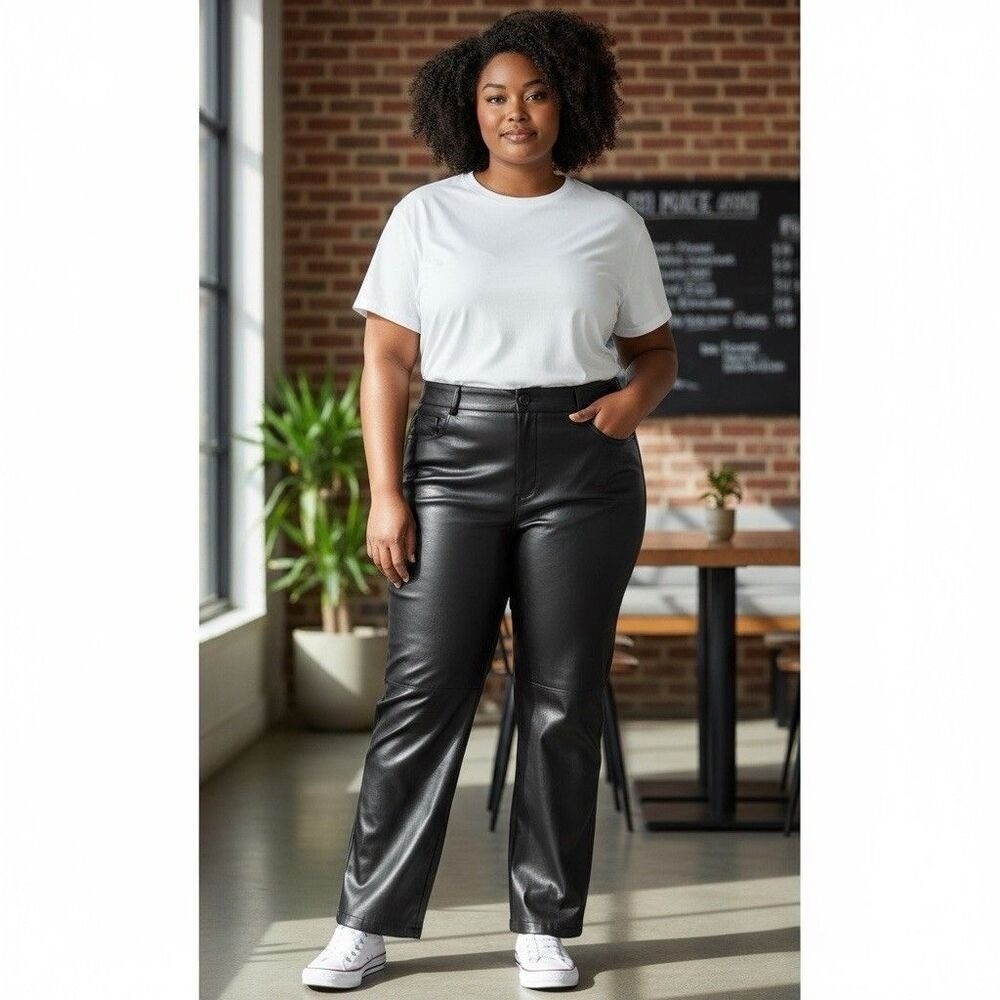 New Lane Bryant Faux Leather Pants‎ Black Size 20